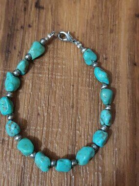Raw Turquoise chip bracelet